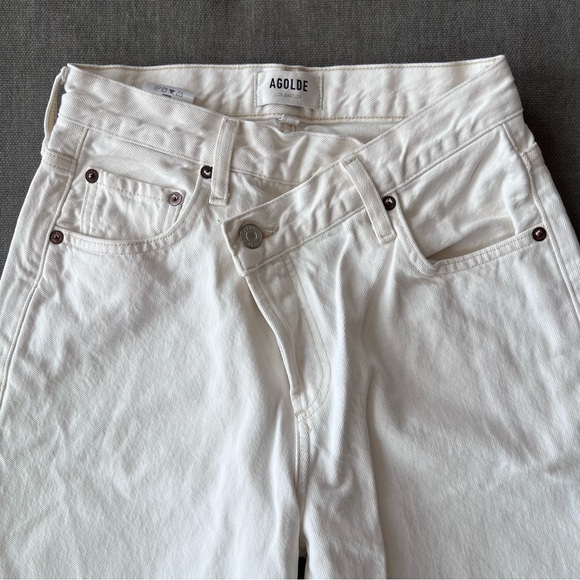 AGOLDE Criss Cross Straight Leg Jeans White 23 - Picture 3 of 7